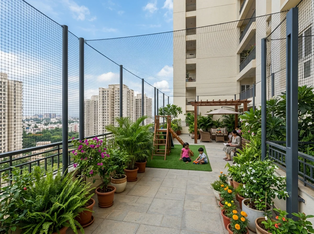Terrace Safety Nets installation